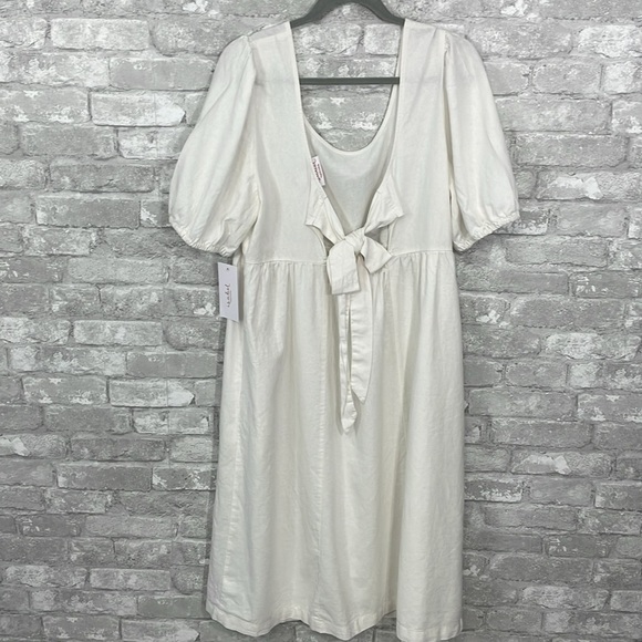 Isabel Maternity Linen Puff Sleeve Dress - Picture 4 of 10